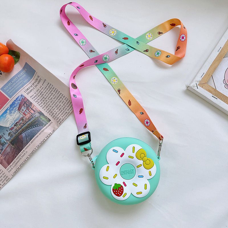 Sac à Bandoulière Portable pour Enfants – Forme Donut en Silicone, Idéal pour les Accessoires